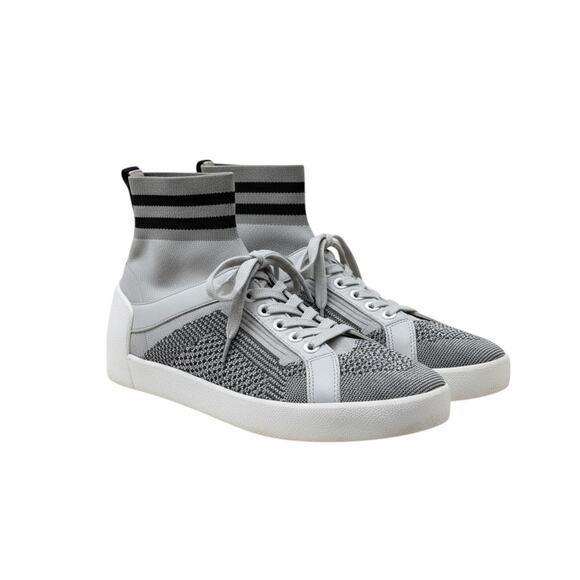 ASH Sock Style Knit High Top Sneakers Gray White Red Star EU 38 - Picture 10 of 13